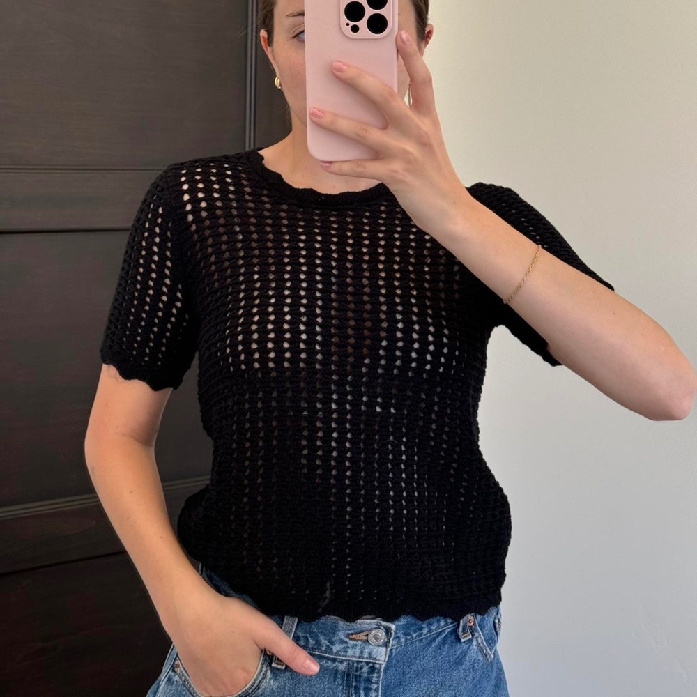 GAP XS Black Crochet Top